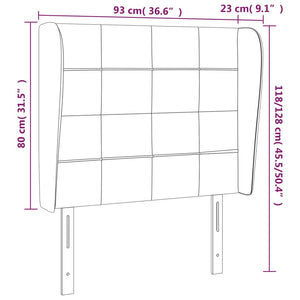 Kopfteil mit Ohren Dunkelgrau 93x23x118/128 cm Samt