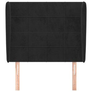 Kopfteil mit Ohren Schwarz 93x23x118/128 cm Samt