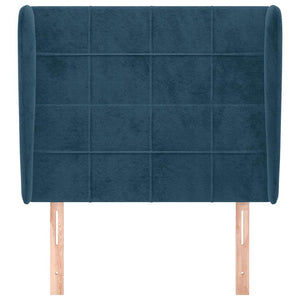 Kopfteil mit Ohren Dunkelblau 93x23x118/128 cm Samt