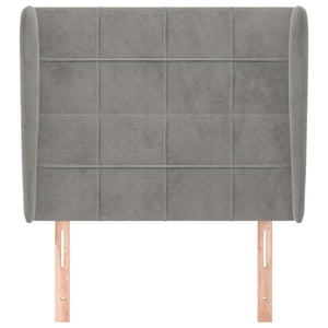 Kopfteil mit Ohren Hellgrau 103x23x118/128 cm Samt