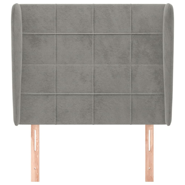 Kopfteil mit Ohren Hellgrau 103x23x118/128 cm Samt