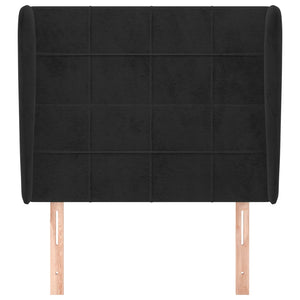 Kopfteil mit Ohren Schwarz 103x23x118/128 cm Samt
