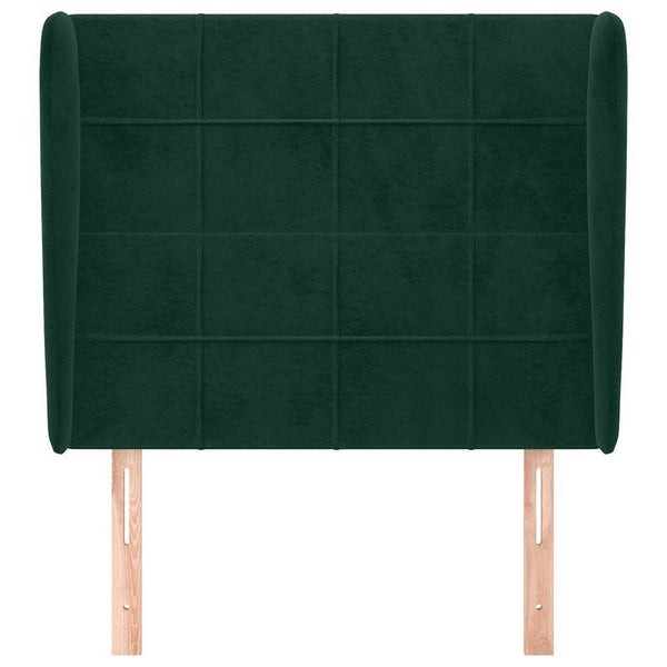 Kopfteil mit Ohren Dunkelgrün 103x23x118/128 cm Samt