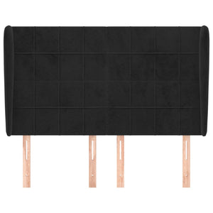 Kopfteil mit Ohren Schwarz 147x23x118/128 cm Samt