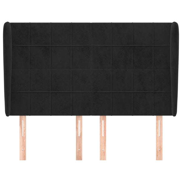 Kopfteil mit Ohren Schwarz 147x23x118/128 cm Samt