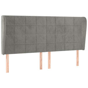 vidaXL Tête de lit à oreilles Gris clair 163x23x118/128 cm Velours