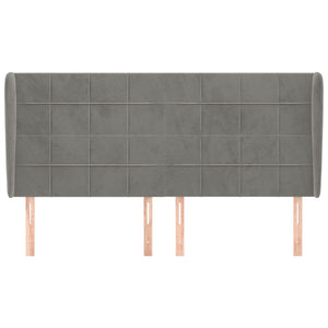 vidaXL Tête de lit à oreilles Gris clair 163x23x118/128 cm Velours