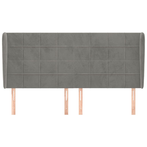 vidaXL Tête de lit à oreilles Gris clair 163x23x118/128 cm Velours