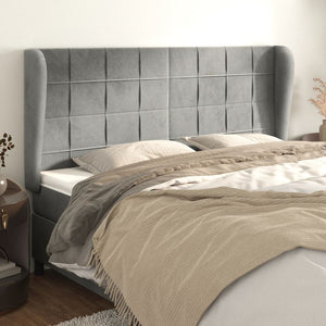 vidaXL Tête de lit à oreilles Gris clair 163x23x118/128 cm Velours