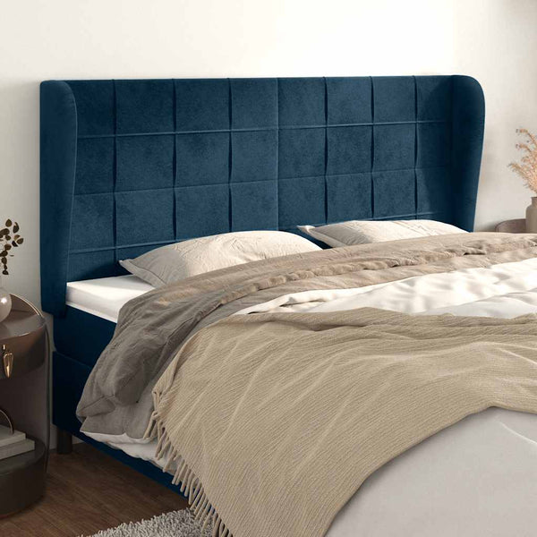 Kopfteil mit Ohren Dunkelblau 163x23x118/128 cm Samt