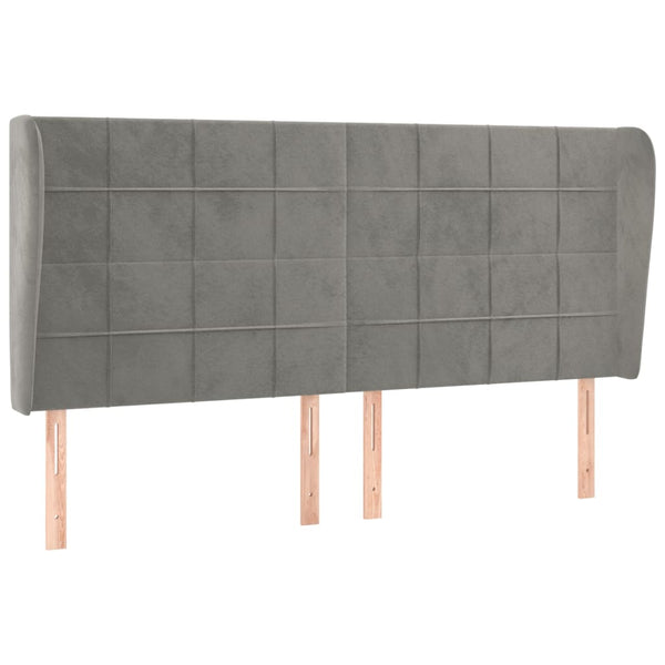 vidaXL Tête de lit à oreilles Gris clair 183x23x118/128 cm Velours