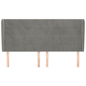 vidaXL Tête de lit à oreilles Gris clair 183x23x118/128 cm Velours