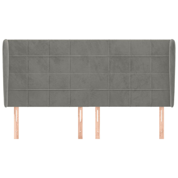 vidaXL Tête de lit à oreilles Gris clair 183x23x118/128 cm Velours