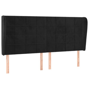 Kopfteil mit Ohren Schwarz 183x23x118/128 cm Samt