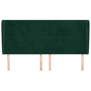 Kopfteil mit Ohren Dunkelgrün 183x23x118/128 cm Samt