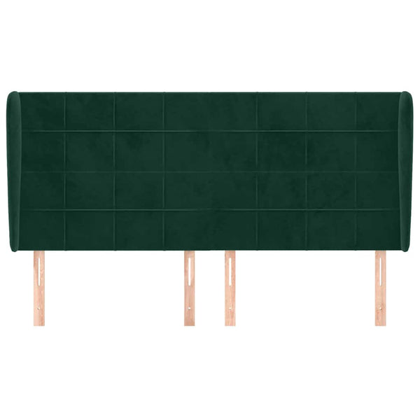Kopfteil mit Ohren Dunkelgrün 183x23x118/128 cm Samt