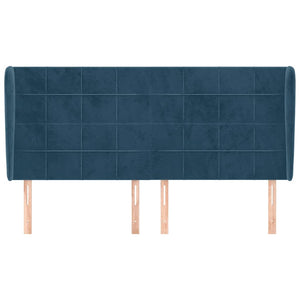 Kopfteil mit Ohren Dunkelblau 183x23x118/128 cm Samt