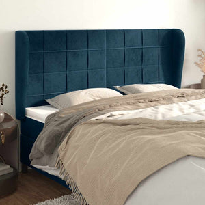 Kopfteil mit Ohren Dunkelblau 183x23x118/128 cm Samt