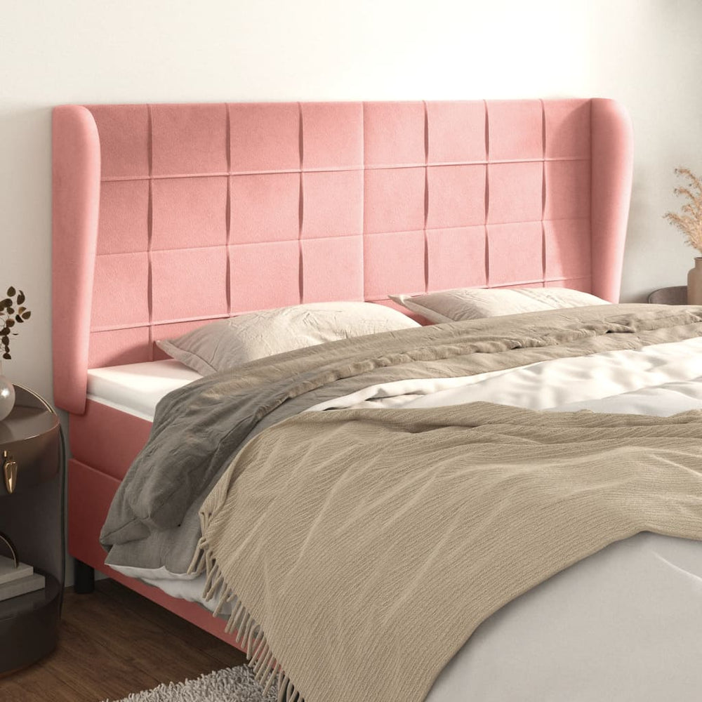 Kopfteil mit Ohren Rosa 183x23x118/128 cm Samt