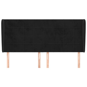 Kopfteil mit Ohren Schwarz 203x23x118/128 cm Samt