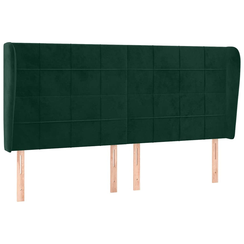 Kopfteil mit Ohren Dunkelgrün 203x23x118/128 cm Samt