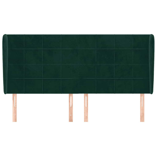 Kopfteil mit Ohren Dunkelgrün 203x23x118/128 cm Samt