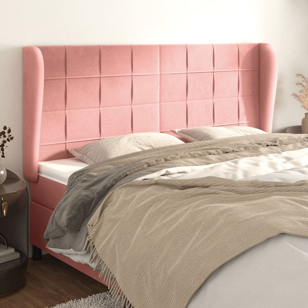 Kopfteil mit Ohren Rosa 203x23x118/128 cm Samt