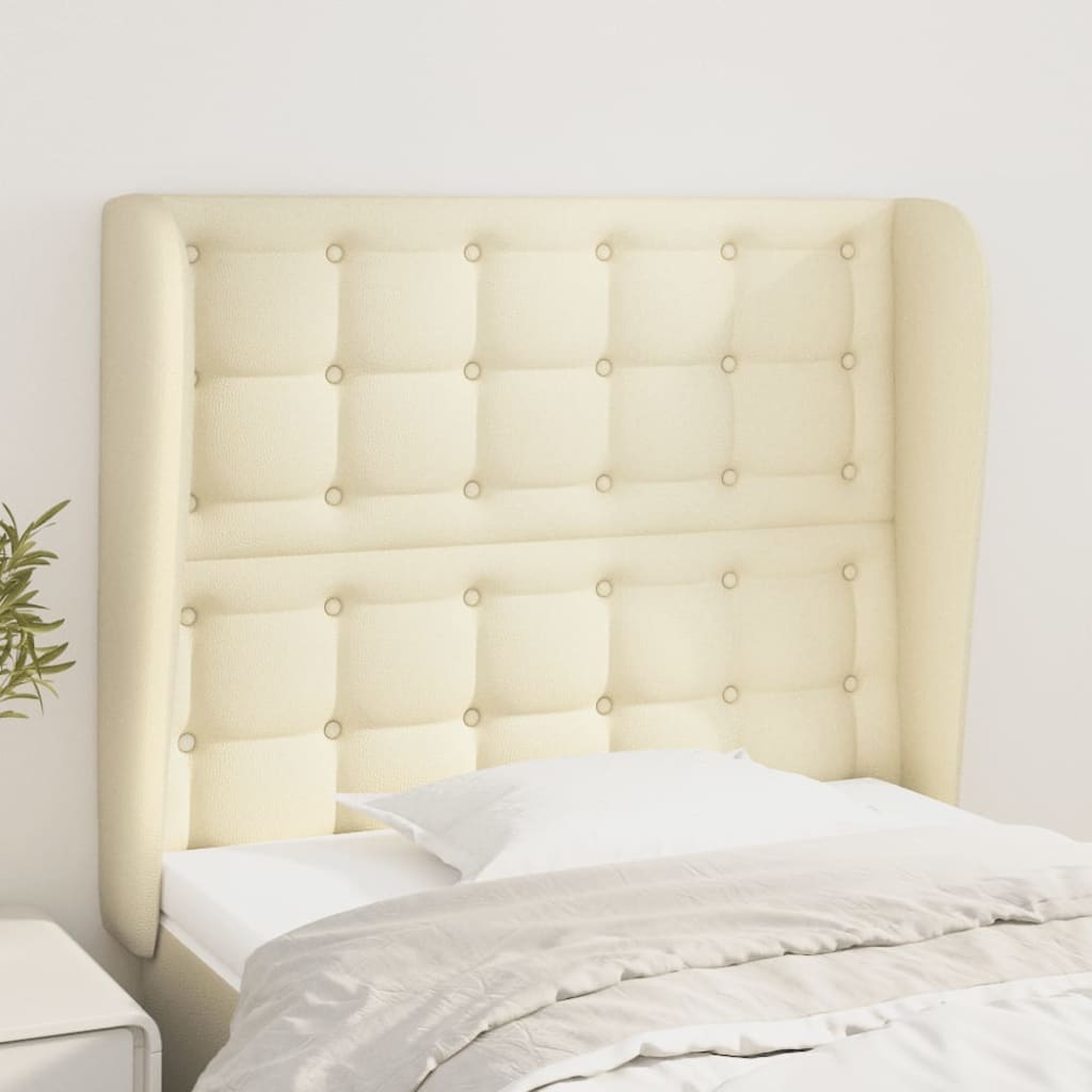 Kopfteil mit Ohren Creme 93x23x118/128 cm Kunstleder