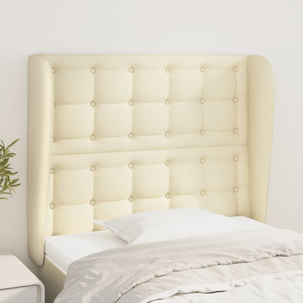 Kopfteil mit Ohren Creme 93x23x118/128 cm Kunstleder