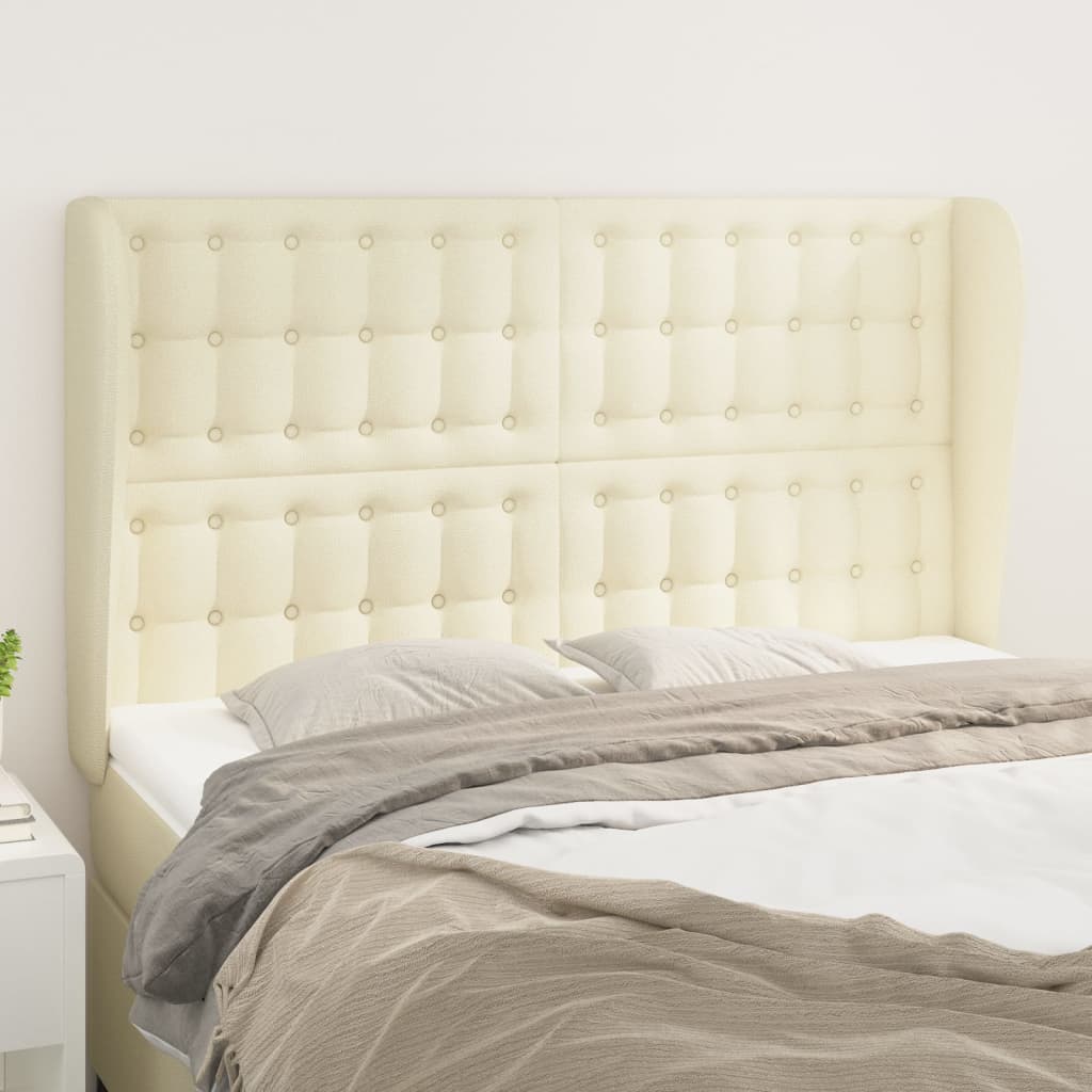 Kopfteil mit Ohren Creme 147x23x118/128 cm Kunstleder