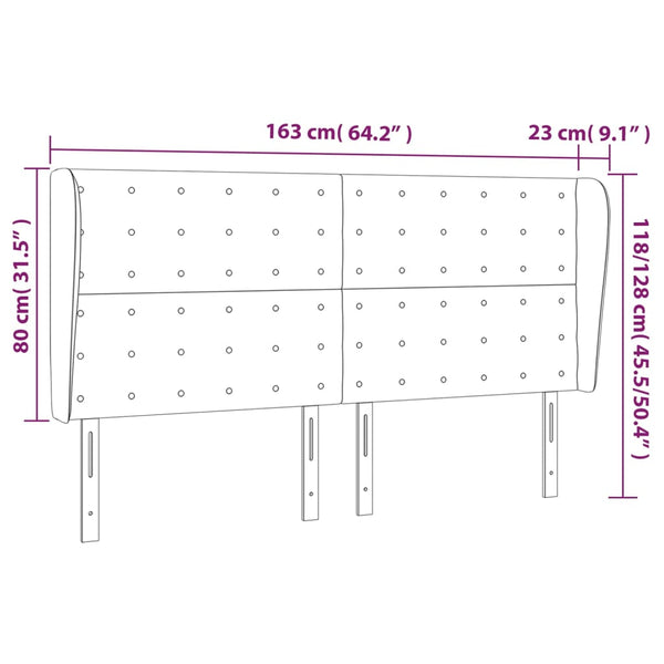 Kopfteil mit Ohren Cappuccino-Braun 163x23x118/128cm Kunstleder
