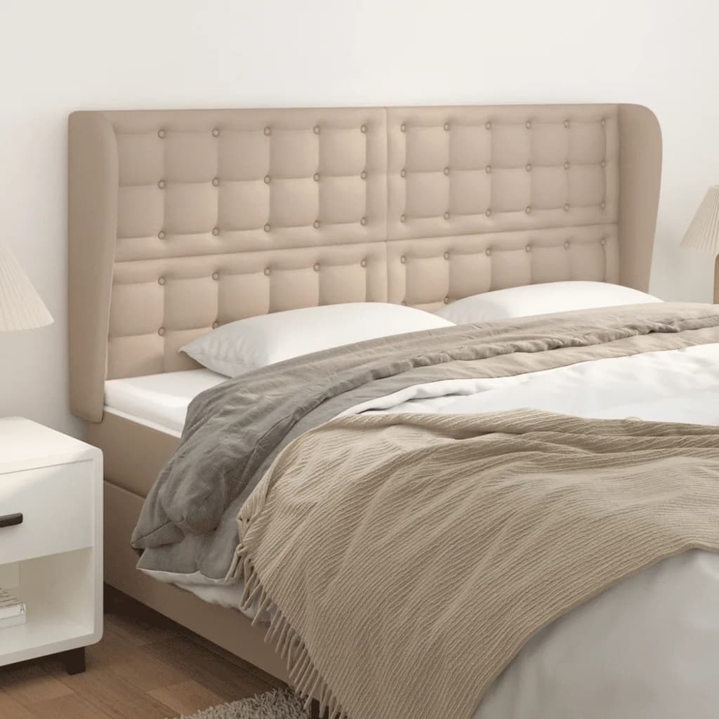 Kopfteil mit Ohren Cappuccino-Braun 163x23x118/128cm Kunstleder