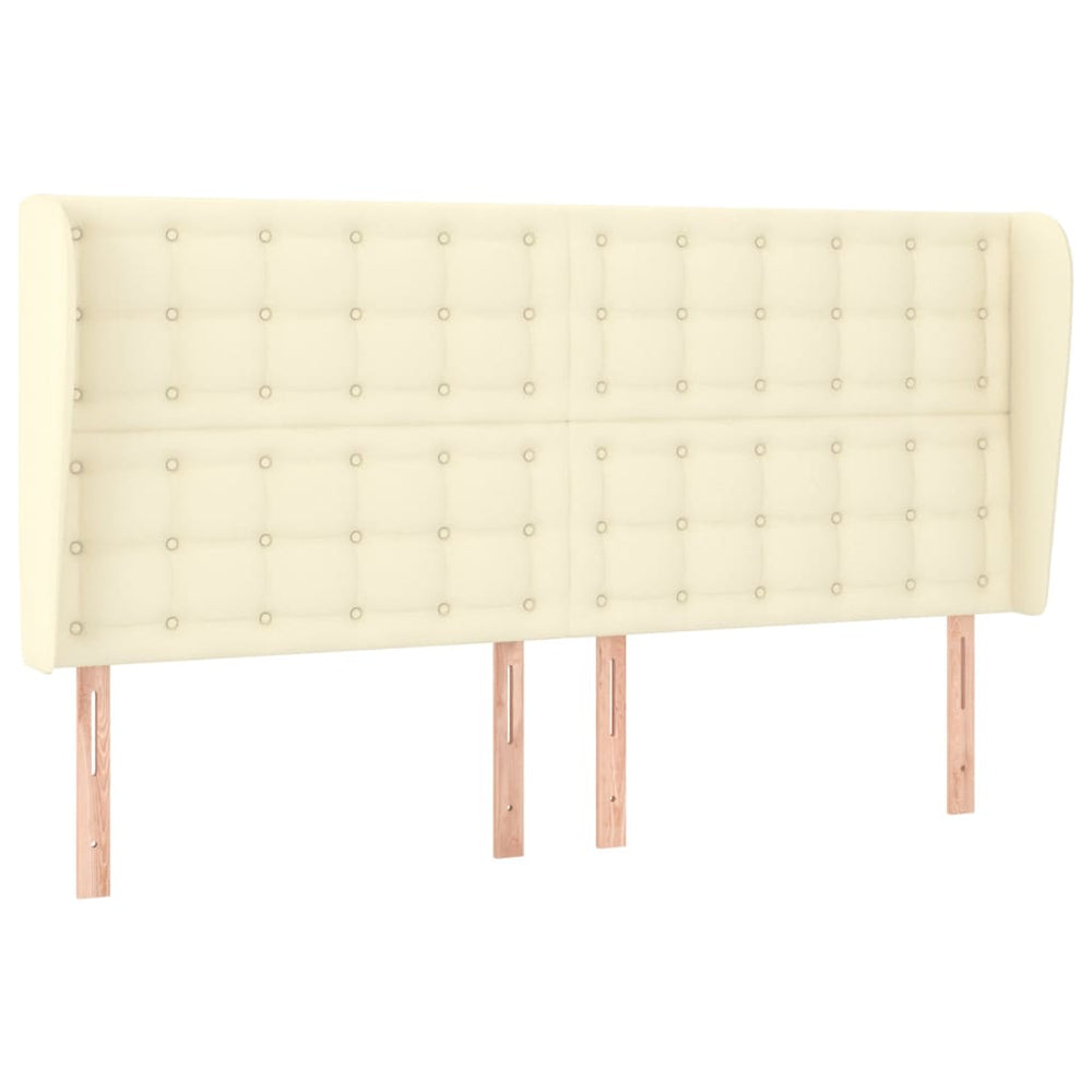 Kopfteil mit Ohren Creme 183x23x118/128 cm Kunstleder