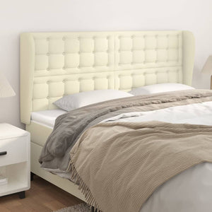 Kopfteil mit Ohren Creme 183x23x118/128 cm Kunstleder