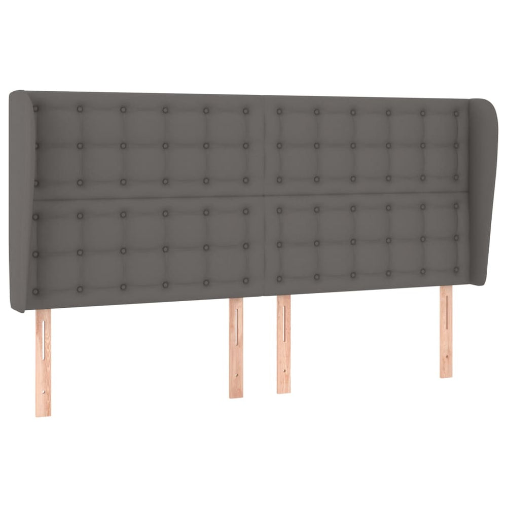 Kopfteil mit Ohren Grau 183x23x118/128 cm Kunstleder