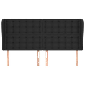 Kopfteil mit Ohren Schwarz 203x23x118/128 cm Kunstleder
