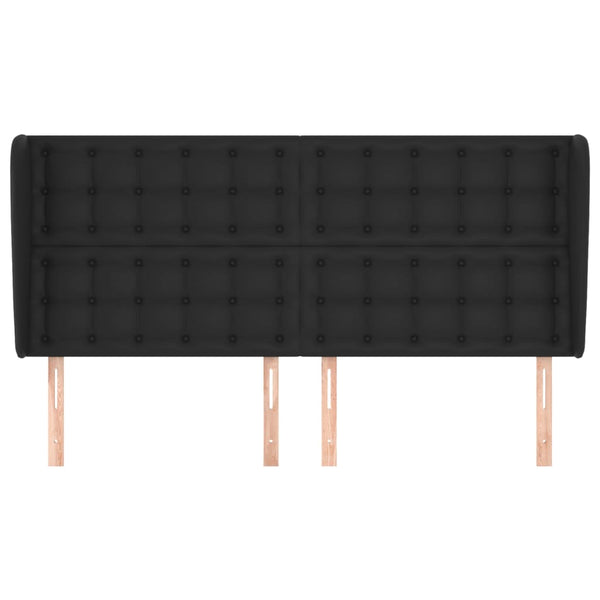 Kopfteil mit Ohren Schwarz 203x23x118/128 cm Kunstleder