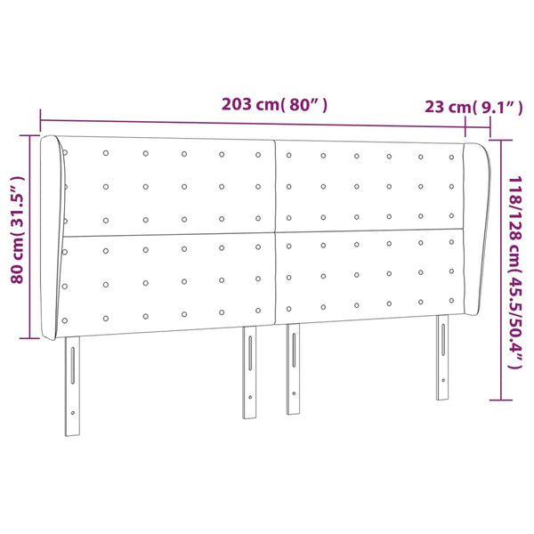 Kopfteil mit Ohren Creme 203x23x118/128 cm Kunstleder