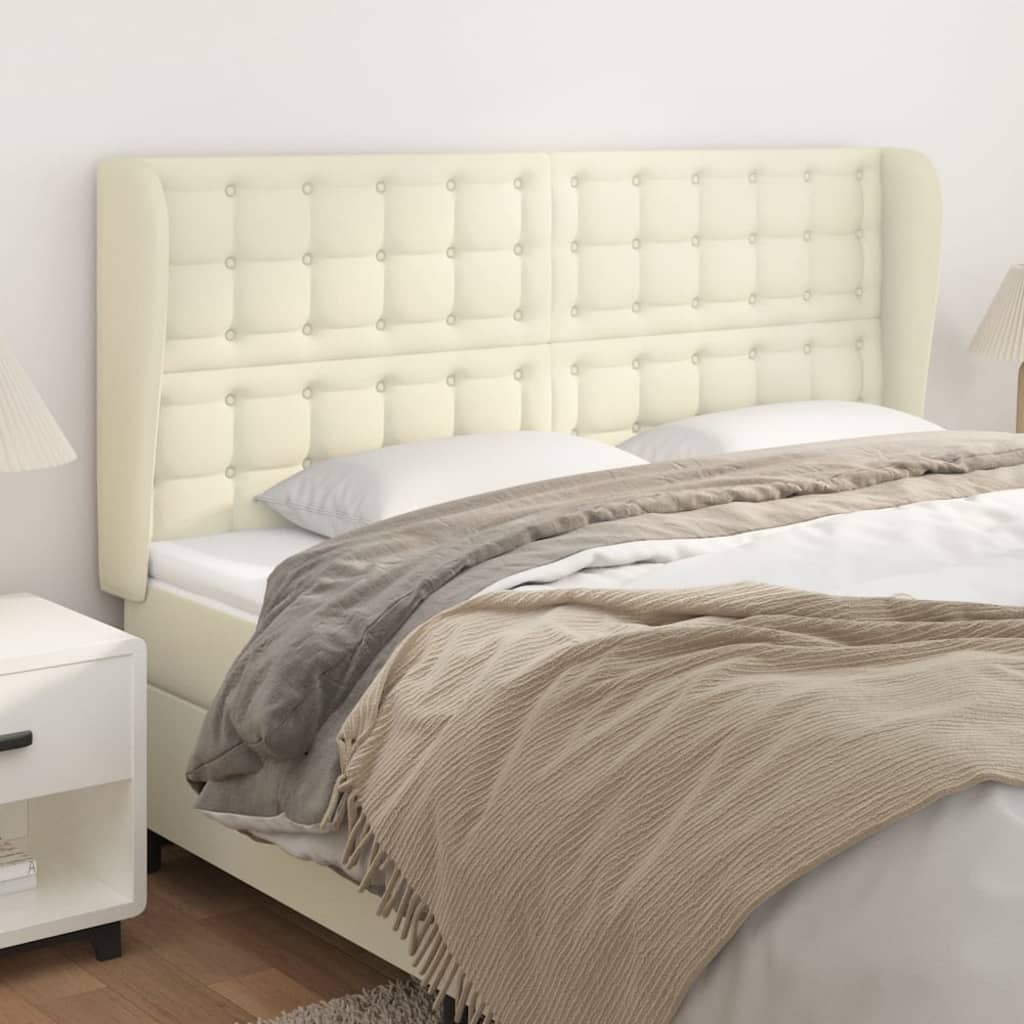 Kopfteil mit Ohren Creme 203x23x118/128 cm Kunstleder