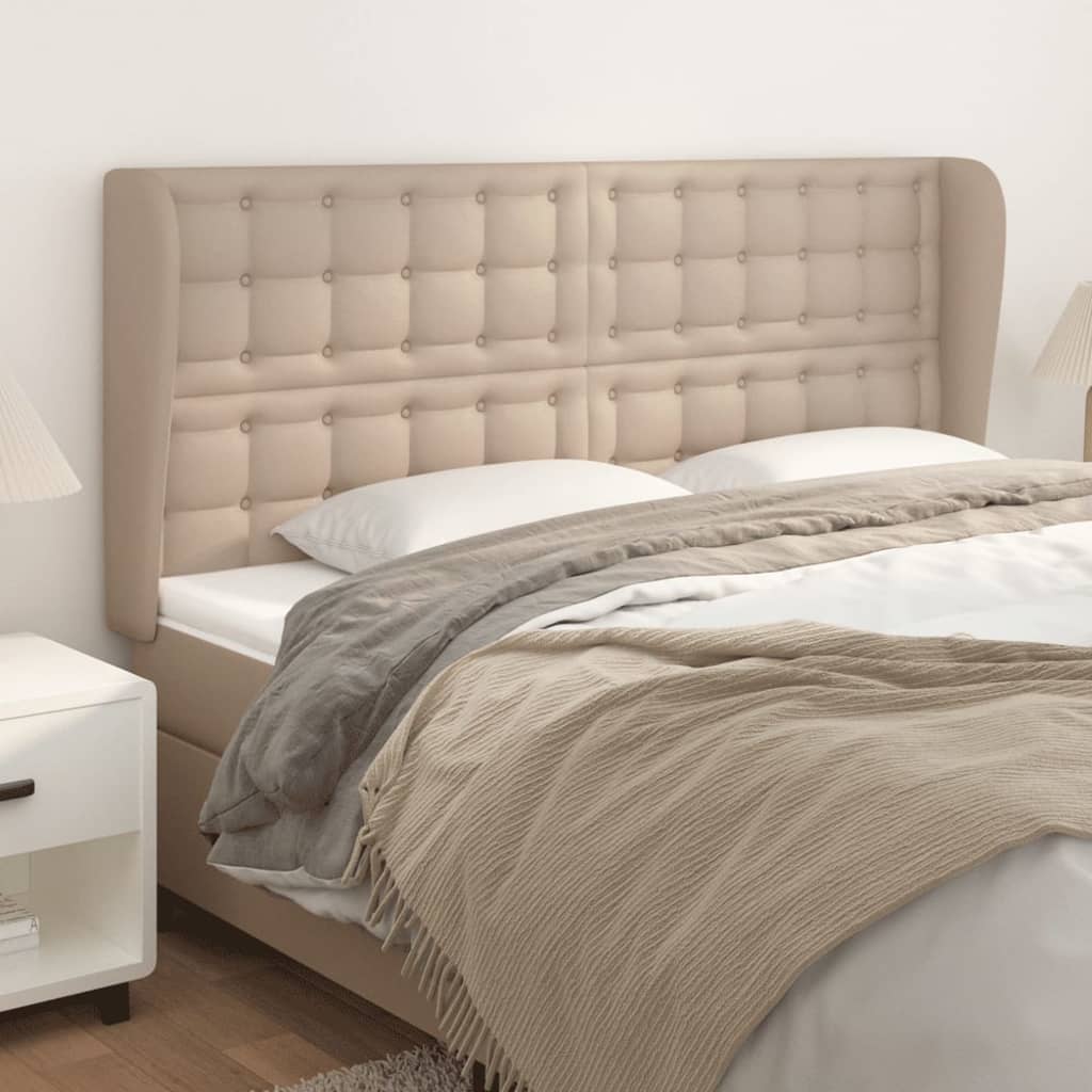 Kopfteil mit Ohren Cappuccino-Braun 203x23x118/128cm Kunstleder