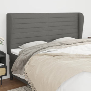 Kopfteil mit Ohren Dunkelgrau 163x23x118/128 cm Stoff