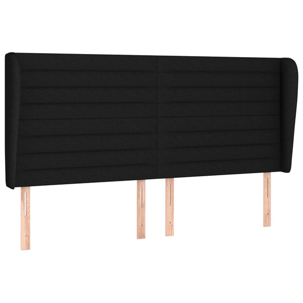 vidaXL Tête de lit à oreilles Noir 163x23x118/128 cm Tissu