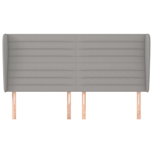 Kopfteil mit Ohren Hellgrau 203x23x118/128 cm Stoff