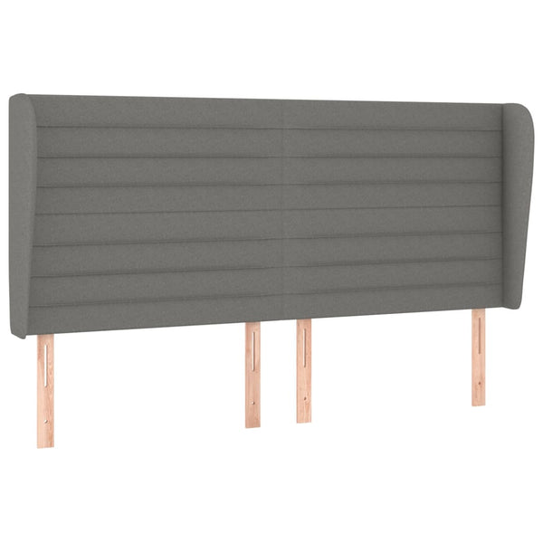 vidaXL Tête de lit à oreilles Gris foncé 203x23x118/128 cm Tissu
