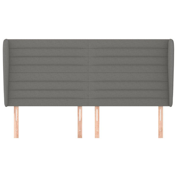 vidaXL Tête de lit à oreilles Gris foncé 203x23x118/128 cm Tissu