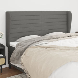 vidaXL Tête de lit à oreilles Gris foncé 203x23x118/128 cm Tissu