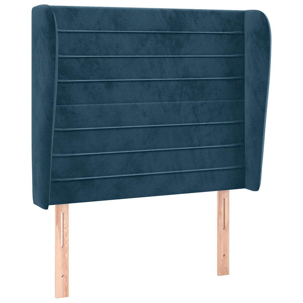 Kopfteil mit Ohren Dunkelblau 83x23x118/128 cm Samt