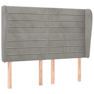 vidaXL Tête de lit à oreilles Gris clair 147x23x118/128 cm Velours
