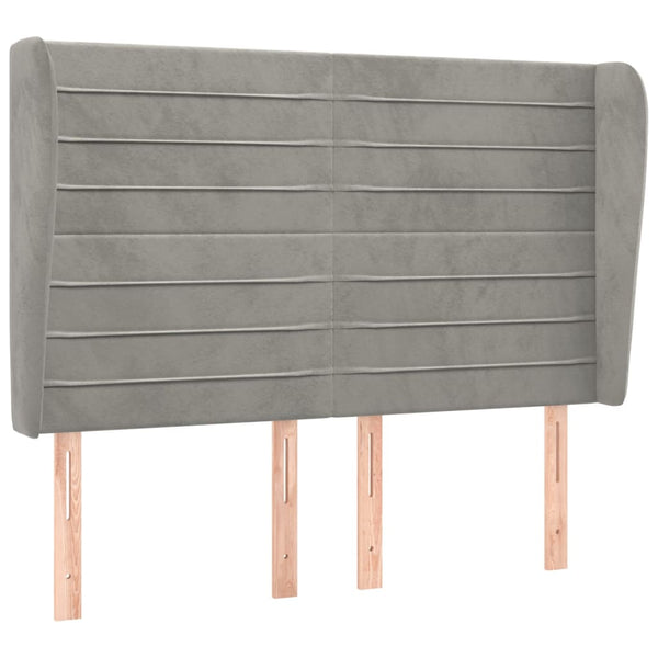 vidaXL Tête de lit à oreilles Gris clair 147x23x118/128 cm Velours