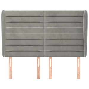 vidaXL Tête de lit à oreilles Gris clair 147x23x118/128 cm Velours